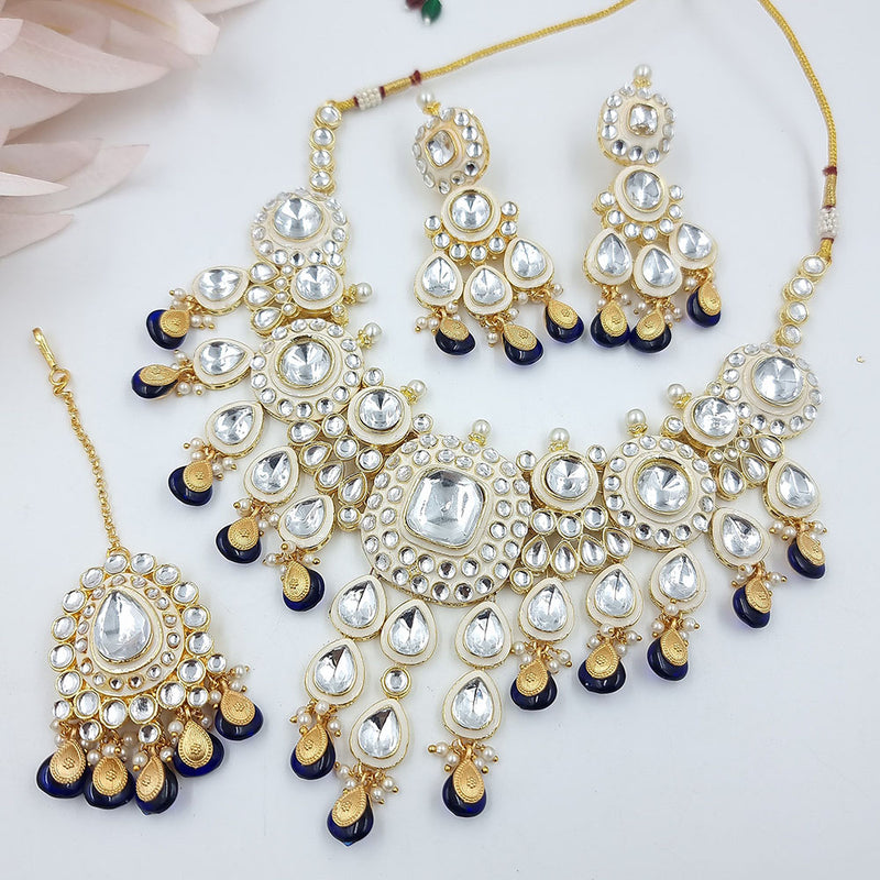 Jcm Gold Plated Kundan Stone Necklace Set