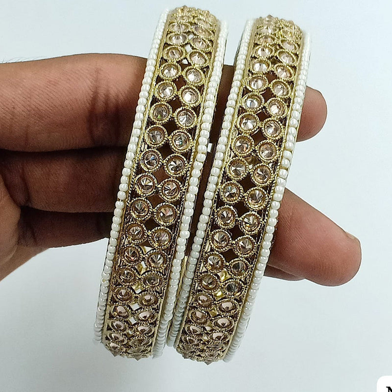 Jcm Gold Plated Crystal Stone And Pearls Bangles Set