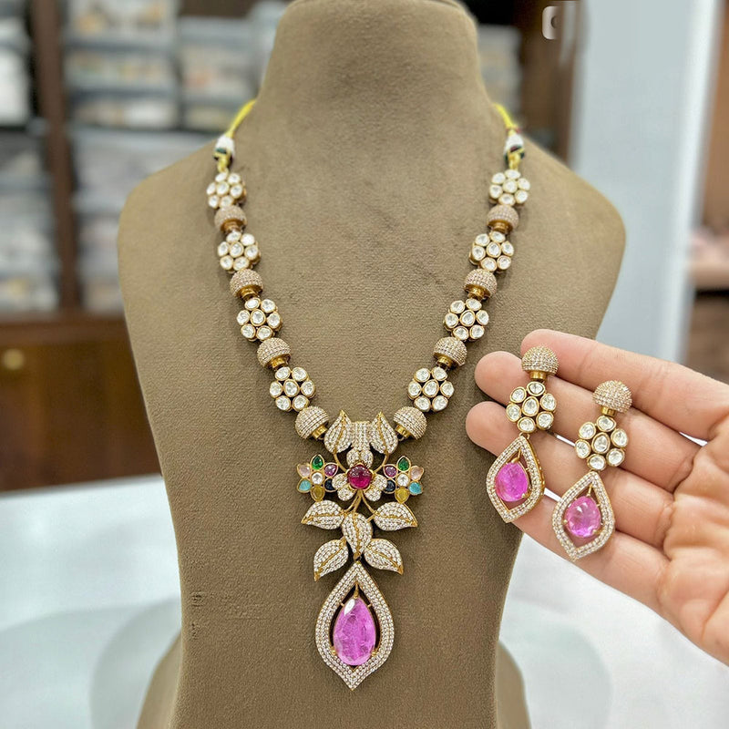 JCM Gold Plated Polki Kundan Necklace Set