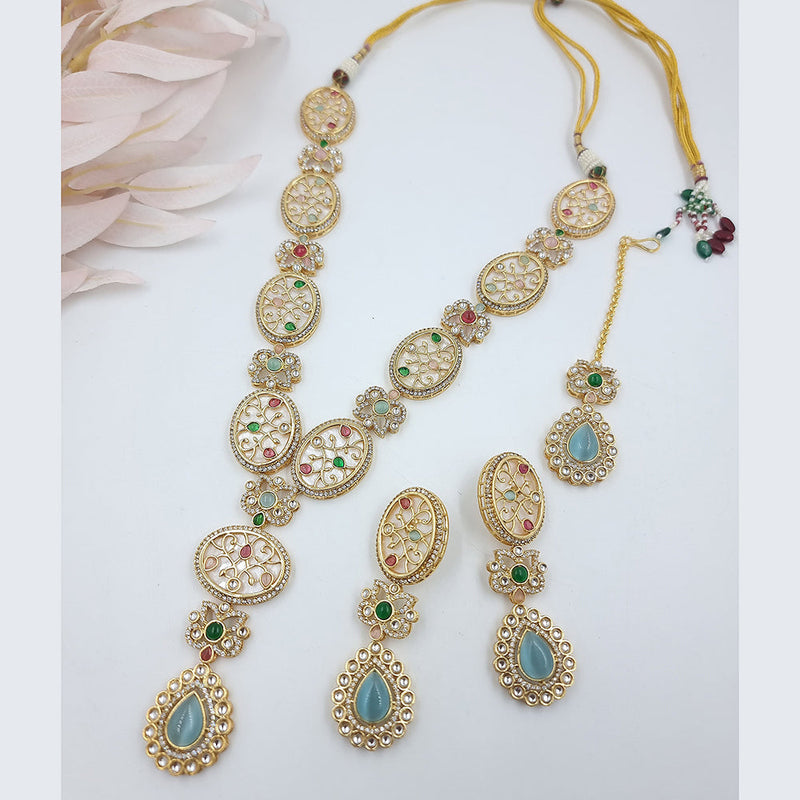 JCM Gold Plated Austrian and Pota Stone Necklace Set