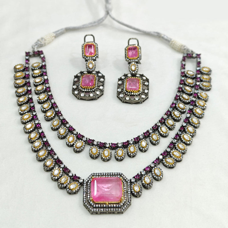 JCM Gold Plated Crystal Stone Necklace Set