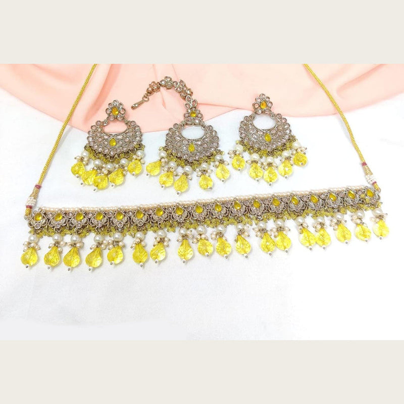 JCM Gold Plated Crystal Stone Pearl And Beads Necklace Set