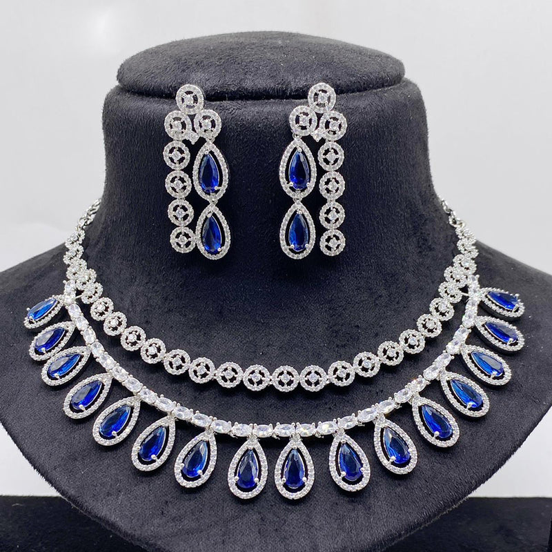 JCM Silver Plated American Diamond Necklace Set