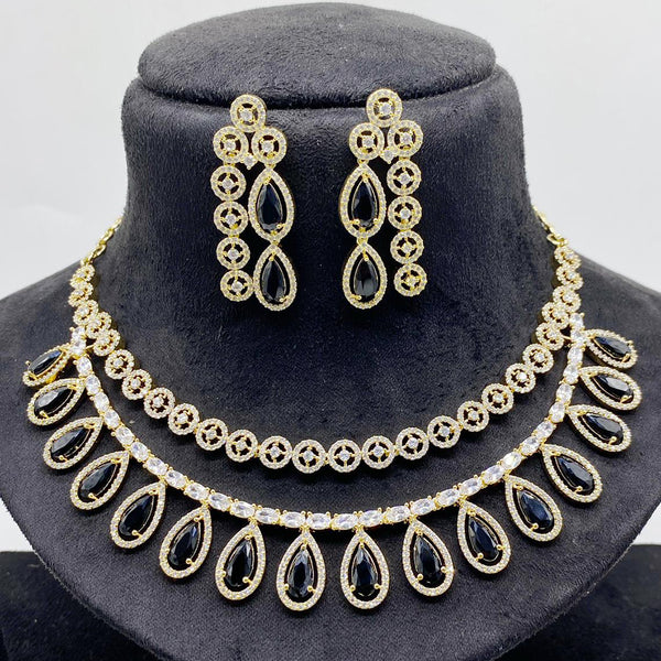 JCM Gold Plated American Diamond Necklace Set