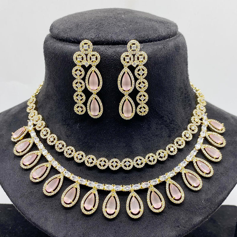 JCM Gold Plated American Diamond Necklace Set