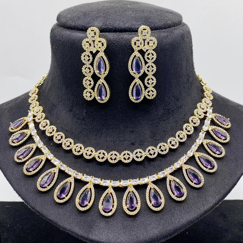 JCM Gold Plated American Diamond Necklace Set