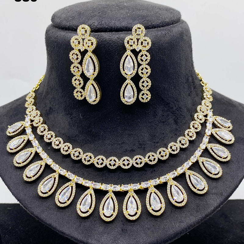 JCM Gold Plated American Diamond Necklace Set