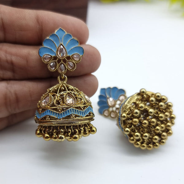 Jcm Gold Plated Crystal Stone Pearls Jhumki Earrings