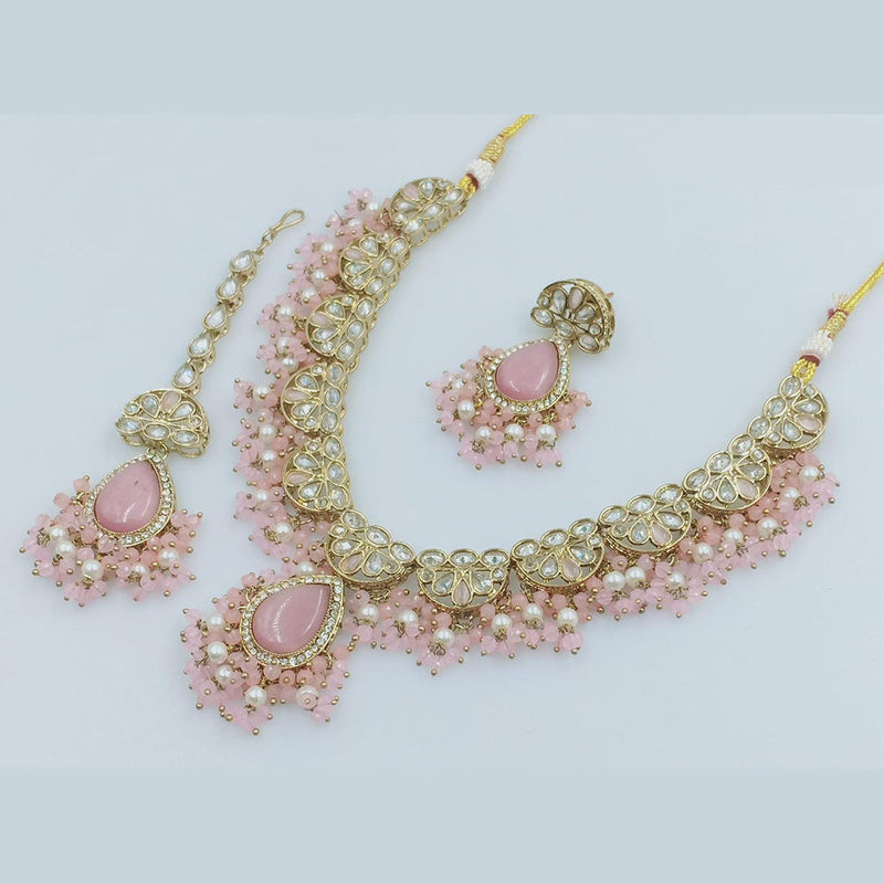 JCM Gold plated Crystal Stone Pearl Necklace Set