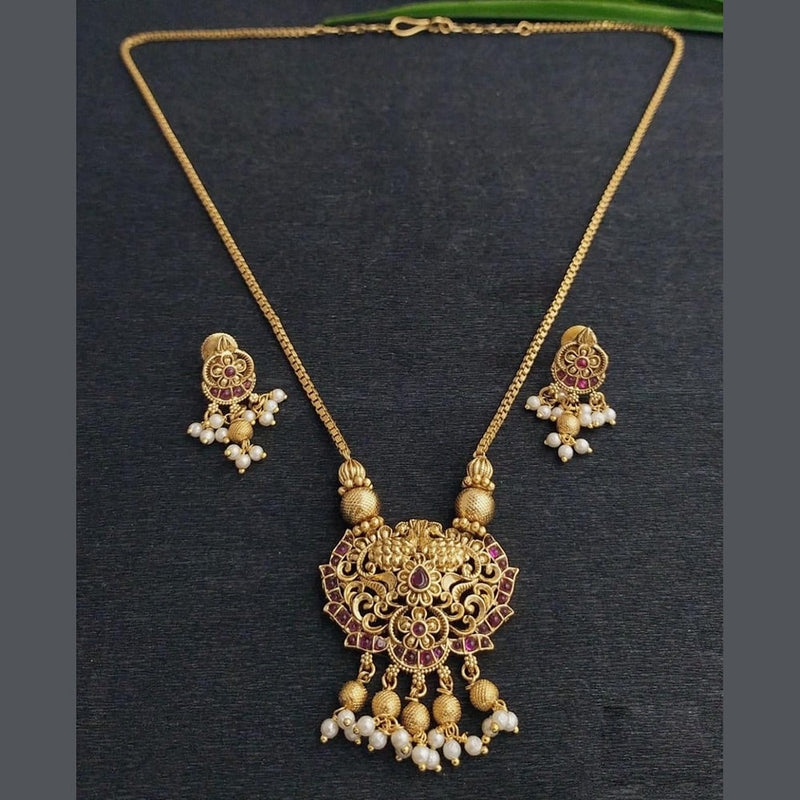 JCM Gold Plated Pota Stone And Pearls Necklace Set