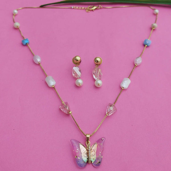 JCM Gold Plated Beads Butterfly Style Necklace Set