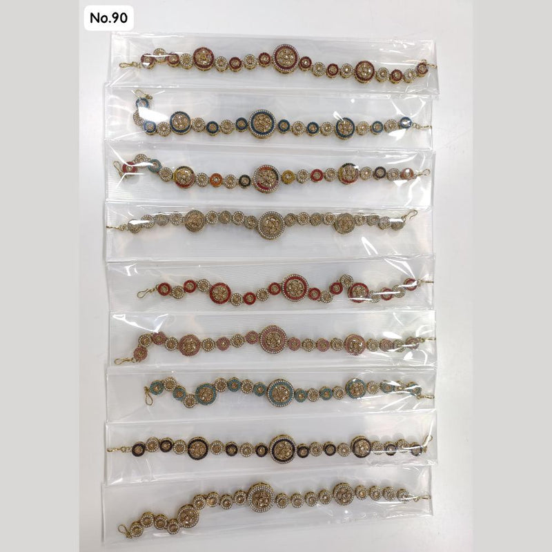 JCM Gold Crystal And Pearls Sheeshphool (Assorted Color) (1 Piece Only)