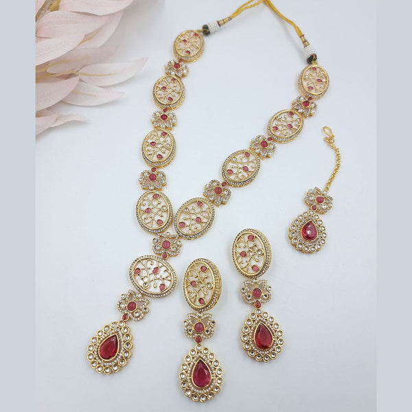 JCM Gold Plated Kundan Stone And Austrian Necklace Set