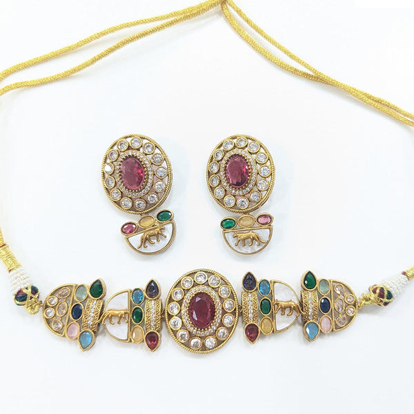 JCM Gold Plated Crystal Stone Necklace Set