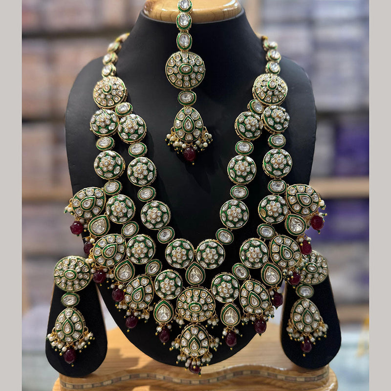 JCM Gold Plated Kundan Stone And Beads Necklace Set