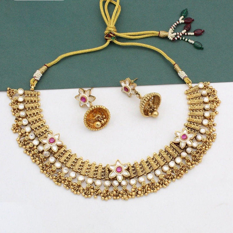 JCM Gold Plated Pota Stone Pearls Necklace Set