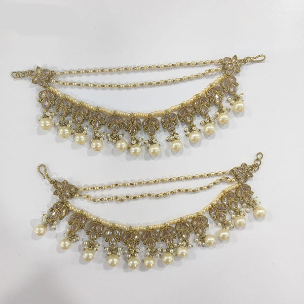 JCM Gold Plated Crystal Stone Beads And Pearls Kanchain