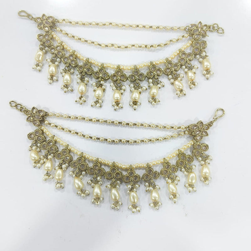 JCM Gold Plated Crystal Stone Beads And Pearls Kanchain