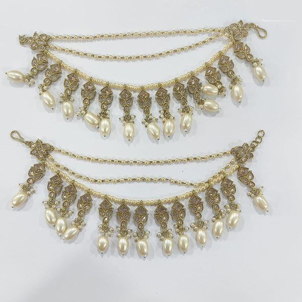 JCM Gold Plated Crystal Stone Beads And Pearls Kanchain