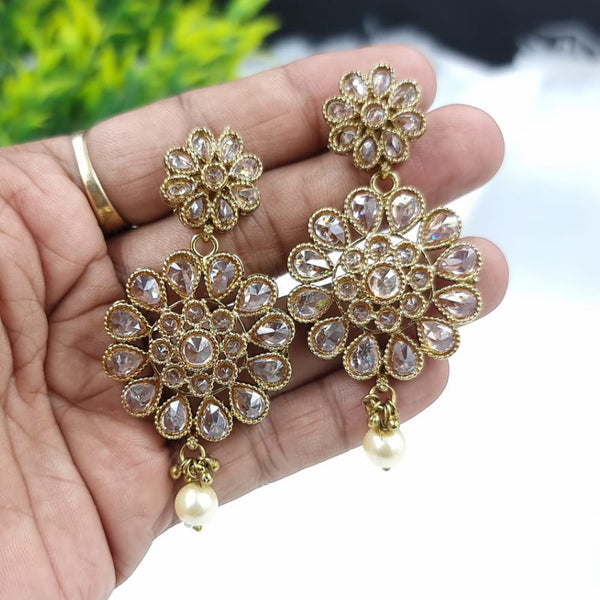 JCM Gold Plated Crystal Stone Dangler Earrings