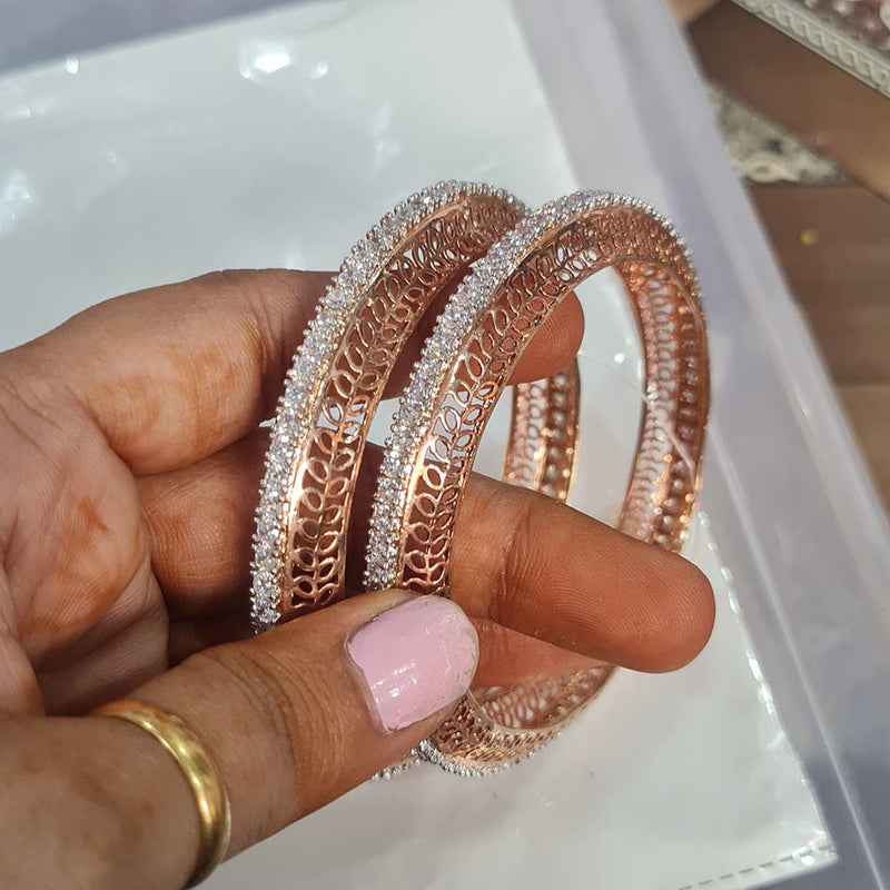 JCM Rose Gold Plated AD Stone Bangle Set