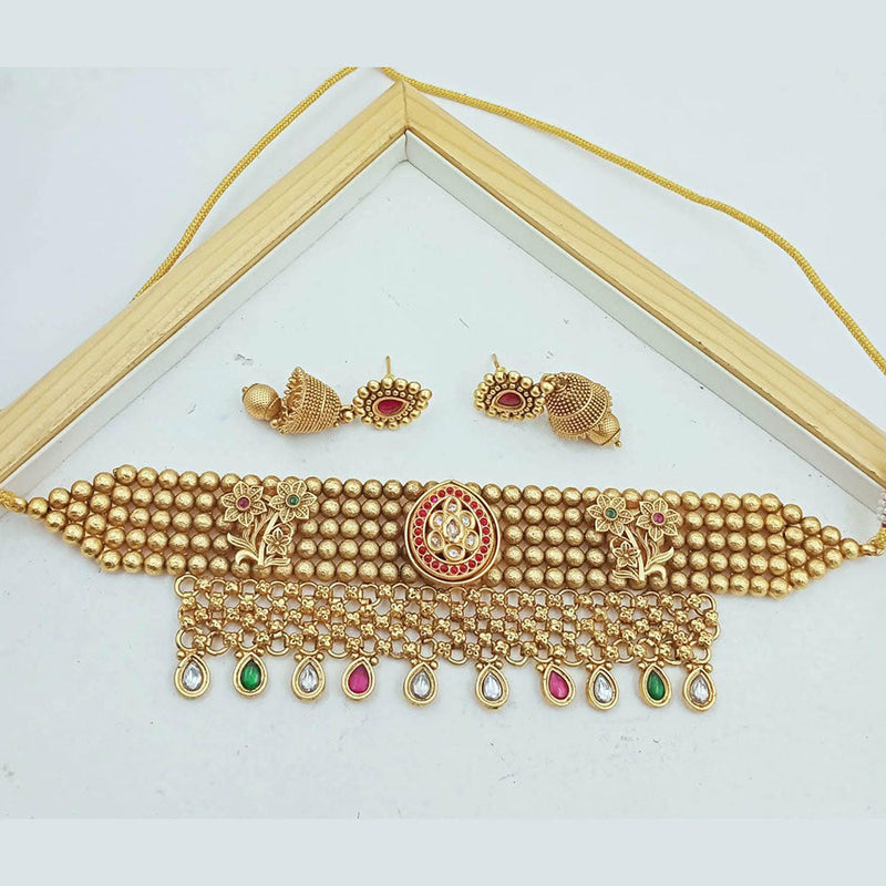 JCM Gold Plated Pota Stone Necklace Set