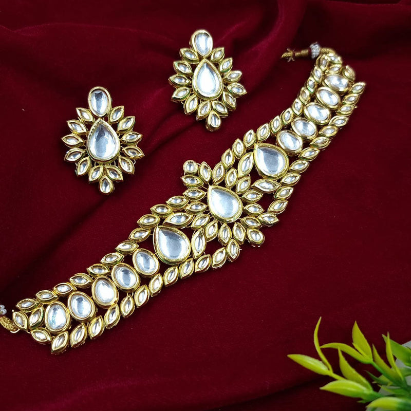 JCM Gold Plated Kundan Stone Choker Necklace Set