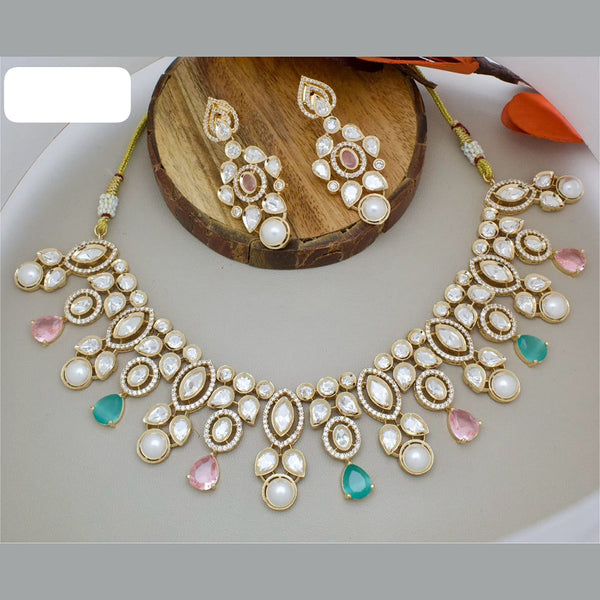 JCM Gold Plated Polki Kundan Necklace Set