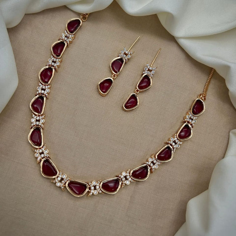 JCM Gold Plated Crystal Stone Necklace Set