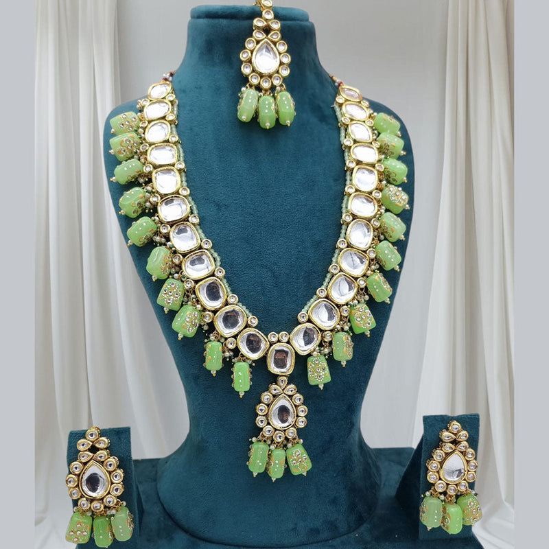 JCM Gold Plated Kundan Stone And Beads Necklace Set