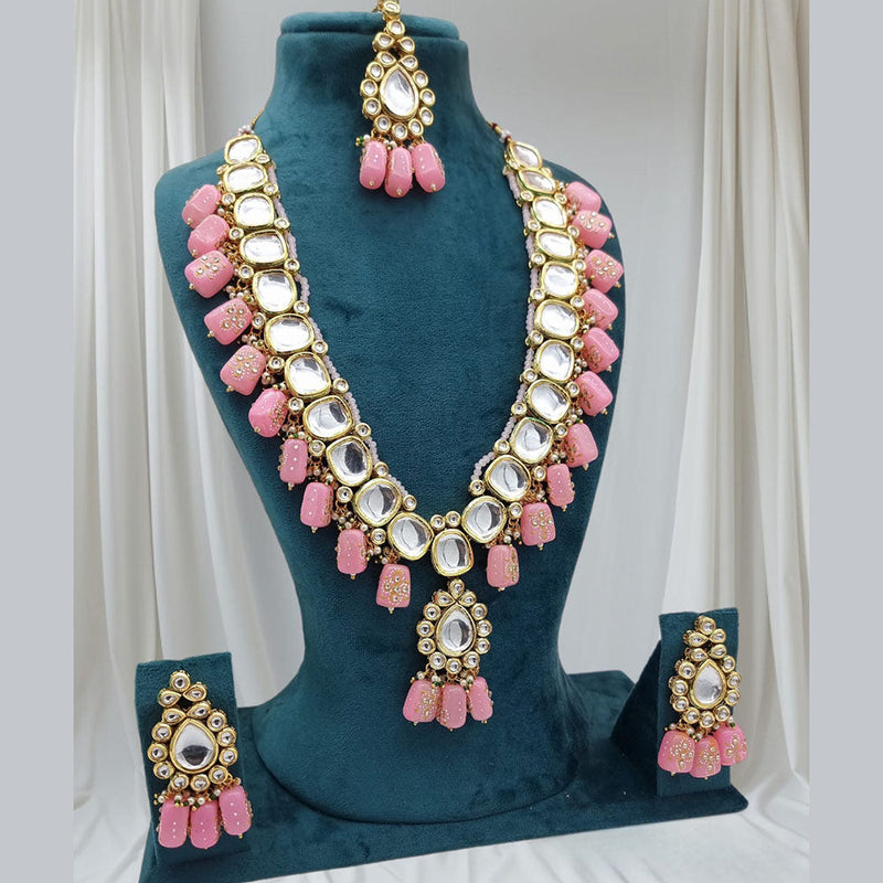 JCM Gold Plated Kundan Stone And Beads Necklace Set