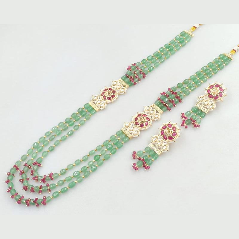 JCM Gold Plated Kundan Stone Long Necklace Set