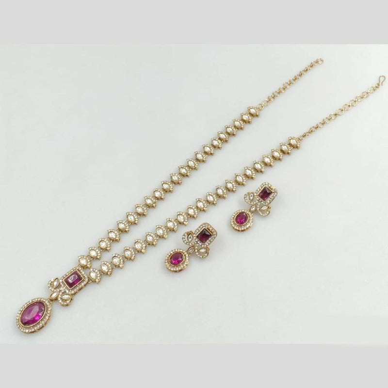 JCM Gold Plated Austrian Stone Long Necklace Set