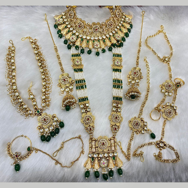 JCM Gold Plated Pota Stone And Beads Bridal Set