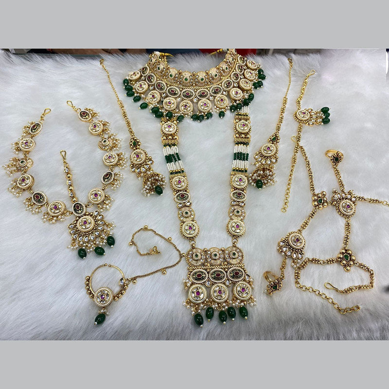 JCM Gold Plated Pota Stone And Beads Bridal Set