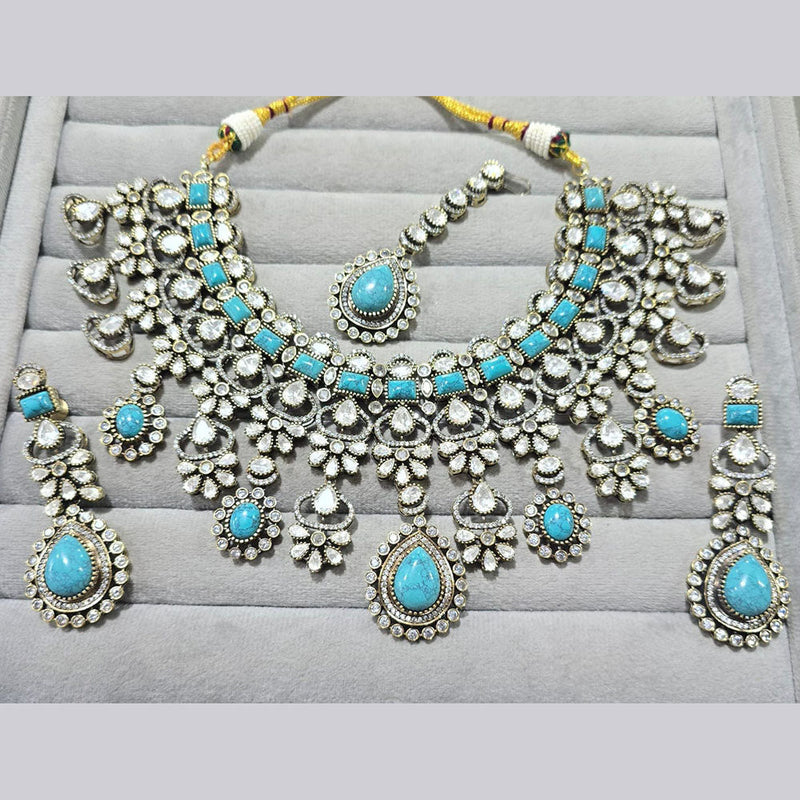 JCM Gold Plated Polki Kundan Stone Necklace Set