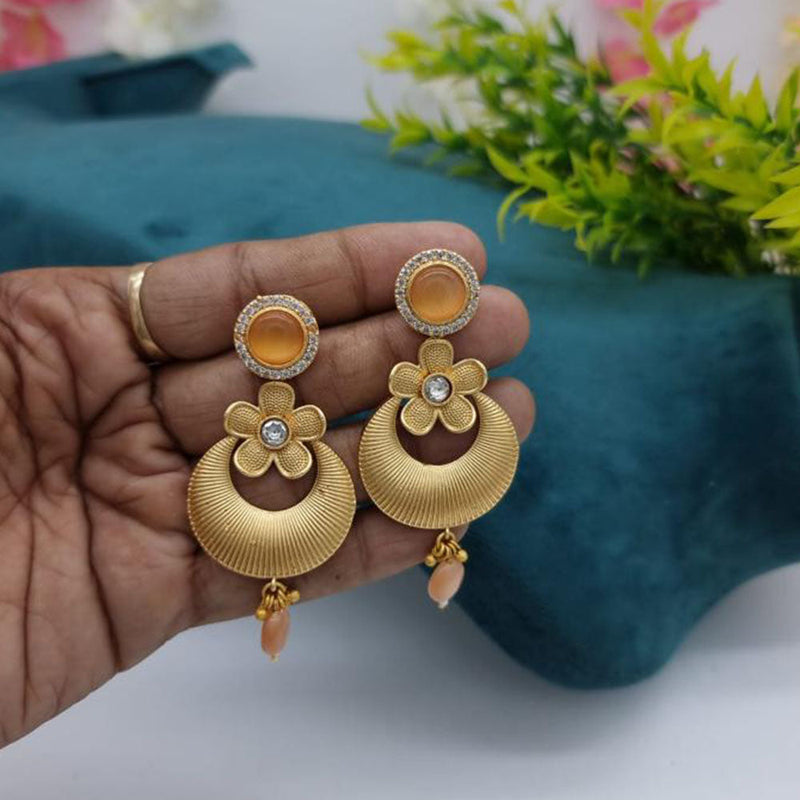 JCM Gold Plated Pota Stone Dangler Earrings