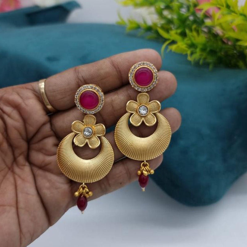 JCM Gold Plated Pota Stone Dangler Earrings