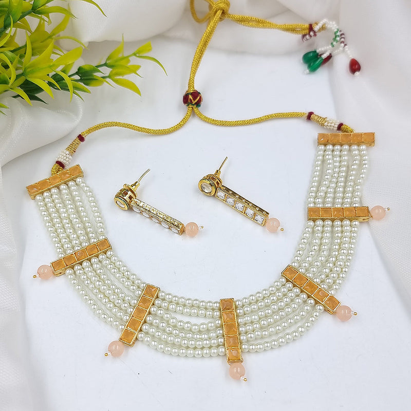 JCM Gold Plated Gold Plated Pearls Necklace Set