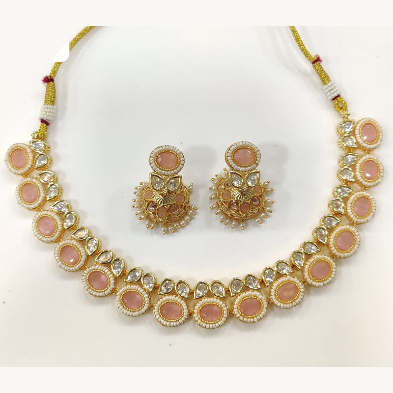 JCM Gold Plated Pota Stone And Pearls Necklace Set