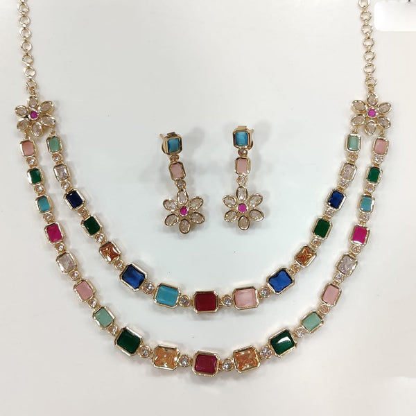 JCM Gold Plated Crystal And Austrian Stone Necklace Set