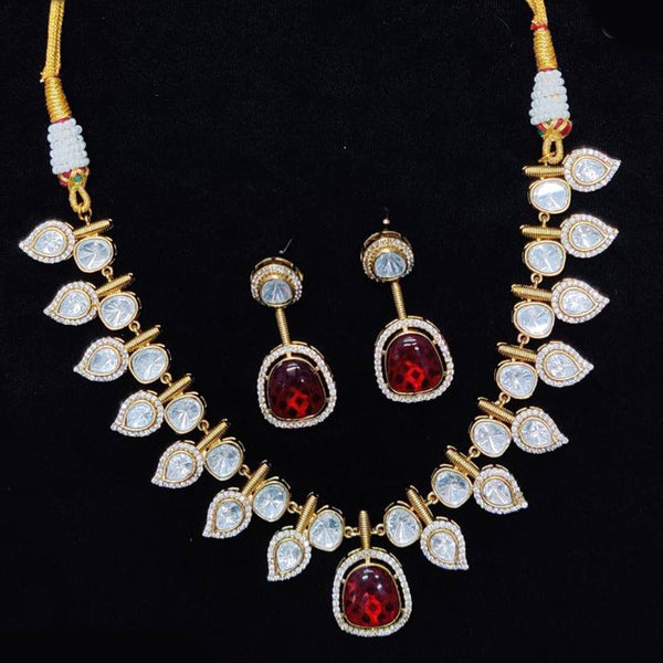 JCM Gold Plated Polki Kundan Necklace Set