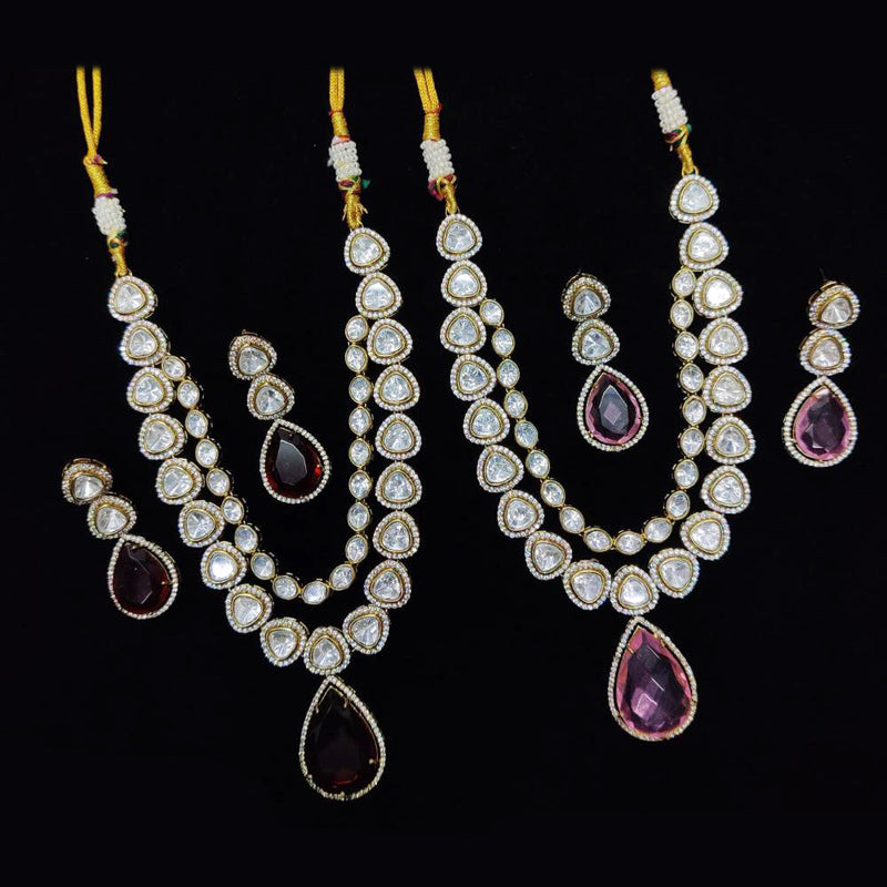 JCM Gold Plated Polki Kundan Necklace Set