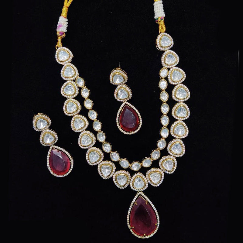 JCM Gold Plated Polki Kundan Necklace Set