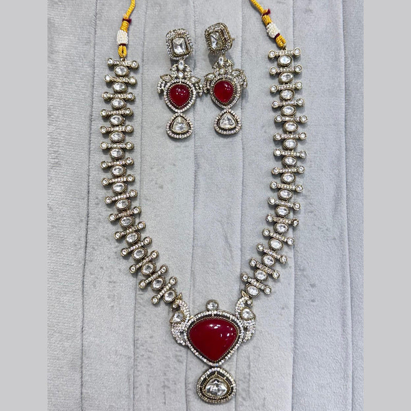 JCM Gold Plated Polki Kundan Stone Necklace Set