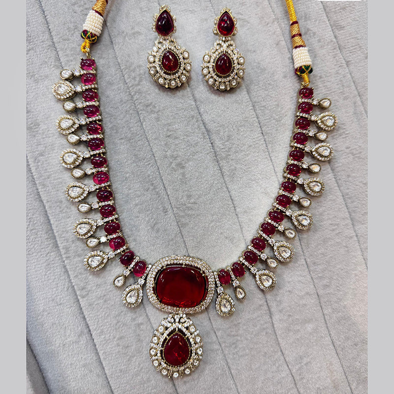 JCM Gold Plated Polki Kundan Stone Necklace Set