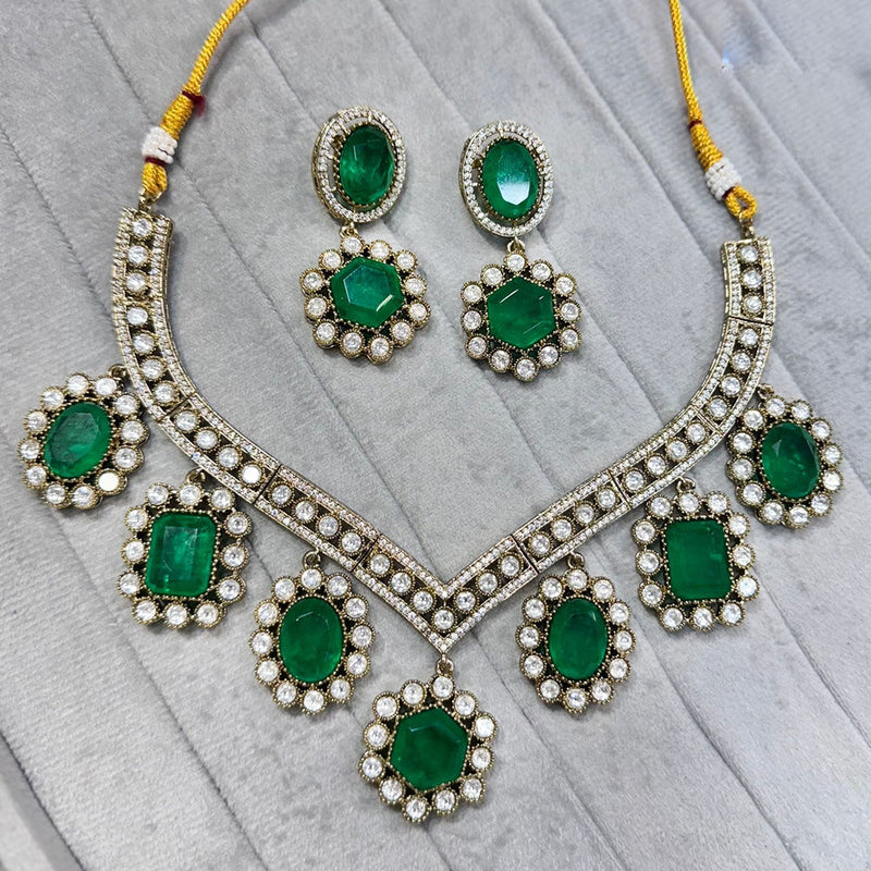 JCM Gold Plated Polki Kundan Stone Necklace Set