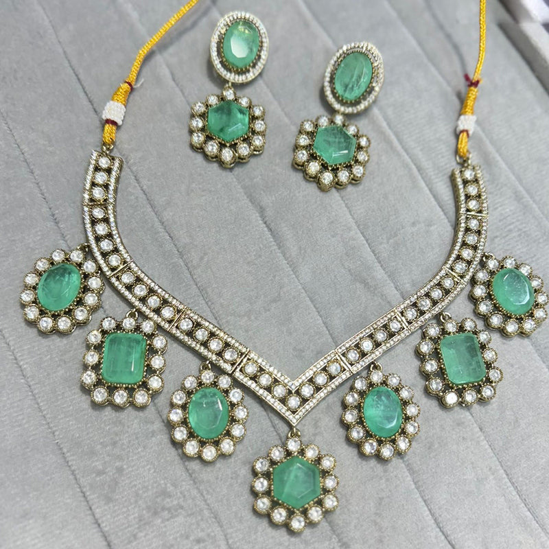 JCM Gold Plated Polki Kundan Stone Necklace Set