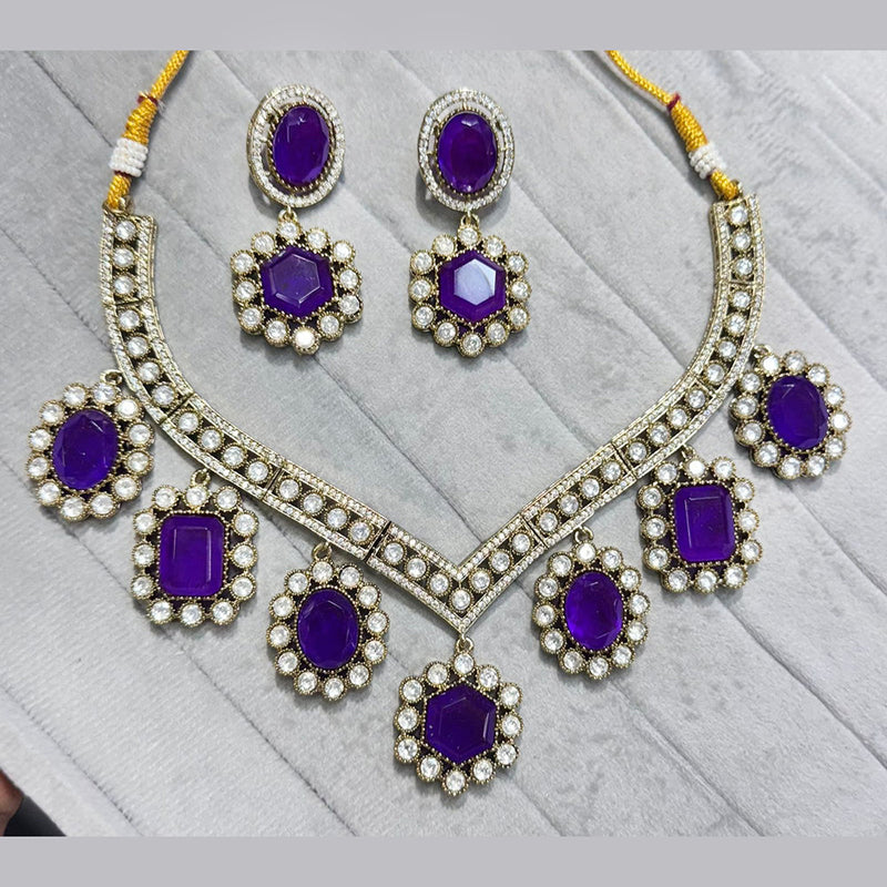 JCM Gold Plated Polki Kundan Stone Necklace Set