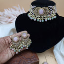 JCM Gold Plated Crystal Stone And Pearls Choker Necklace Set